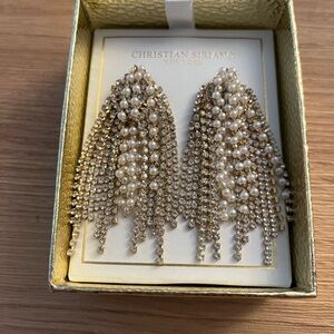 Christian Siriano - Gold-Toned Rhinestone & Faux Pearl Drop